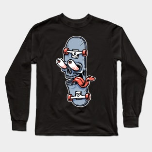 funny skull face skateboard Long Sleeve T-Shirt